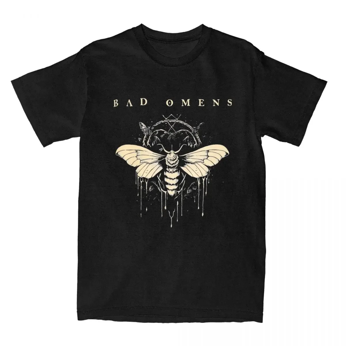 Bad Omens Moth T Shirt Men Cotton Novelty T-Shirts Round Collar Music Band Tees Short Sleeve Clothes Party