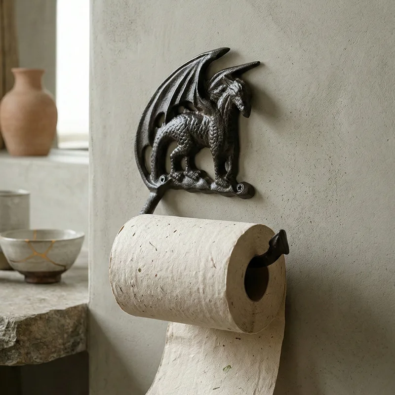 

Европейский ретро-держатель для салфеток в форме дракона из чугуна, настенный декор для дома, гостиной, столовой, ванной комнаты, аксессуары для ванной