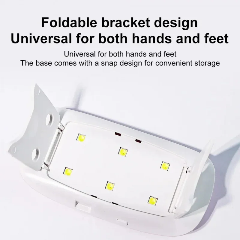 Asciugacapelli portatile da 6 W Mini ricaricabile 6 LED lampada per manicure UV strumento per polimerizzazione gel per unghie per macchina per vernici lucidanti ad asciugatura rapida