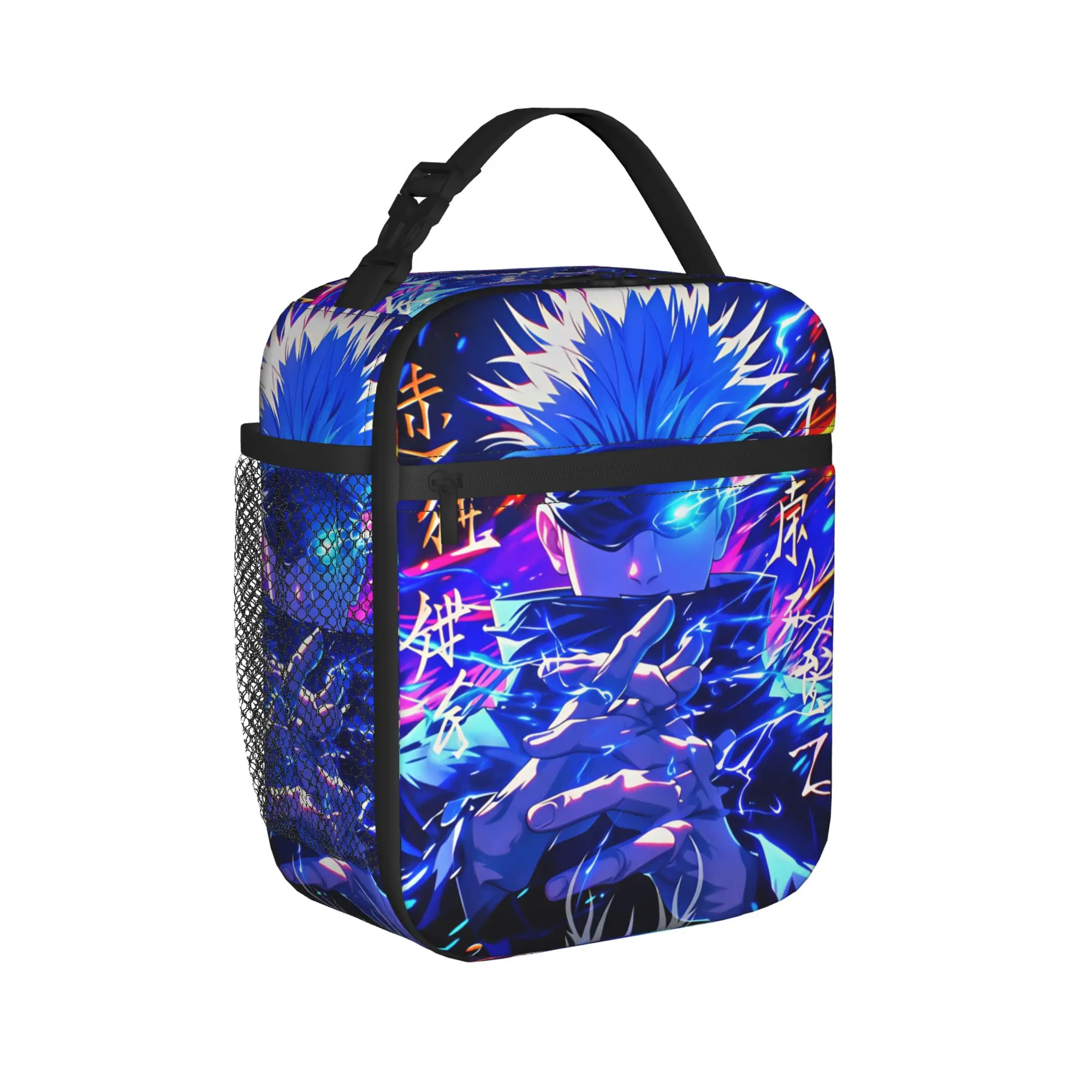 Satoru Gojo Comic Animation Lunch Bag For Unisex Lunch Box Kawaii Outdoor Picnic Cooler Bag Insulated Oxford Thermal Lunch Bags