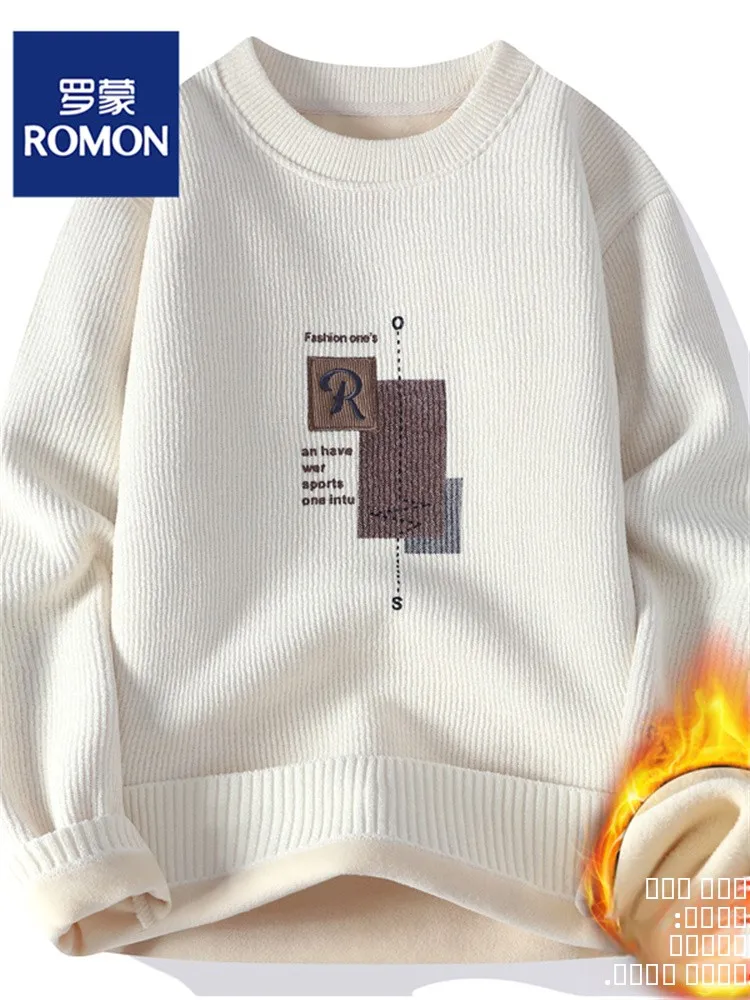 

Lormen Winter Thiened Fce Men's Sweater round Ne Overhead Soft Comfortable Polyester Long Sve Casual Sle