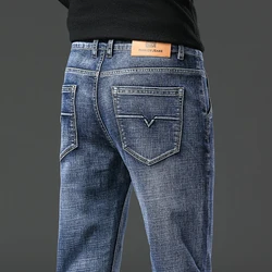 Fashion New Men's Autumn Straight Jeans Baggy Soft Stretch Casual Business Brand Male Clothes Denim Trousers