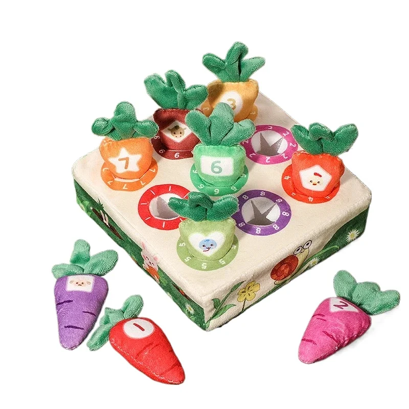 Juego de cosecha de zanahorias para bebé, juego Montessori de algodón con forma de clasificación de colores, reconocimiento de rompecabezas a juego, juguete de rompecabezas para bebé de 0 a 3 años