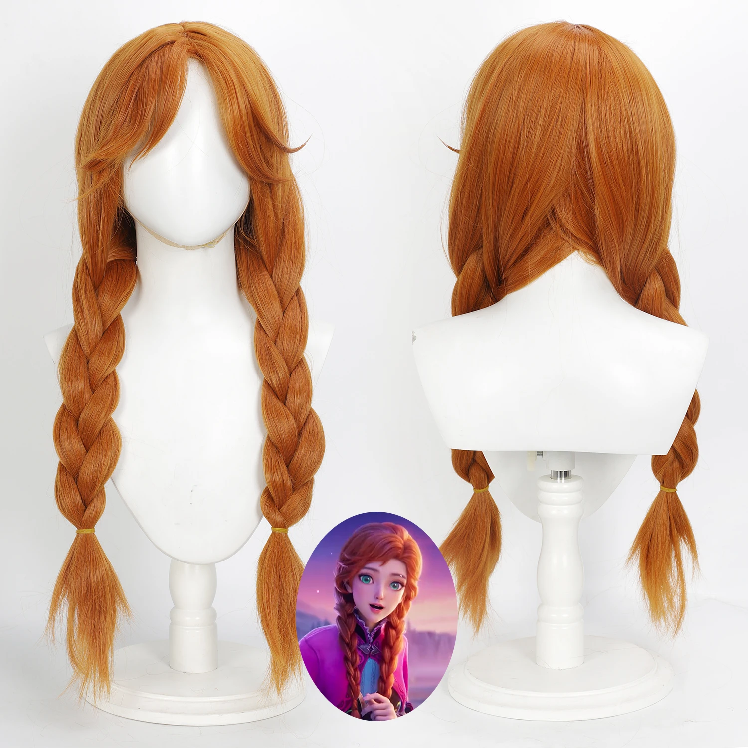 

70 см парик для косплея с двойной косой, цвет имбирно-оранжевый, с имитацией кожи головы, термостойкий, синтетический, для костюма принцессы