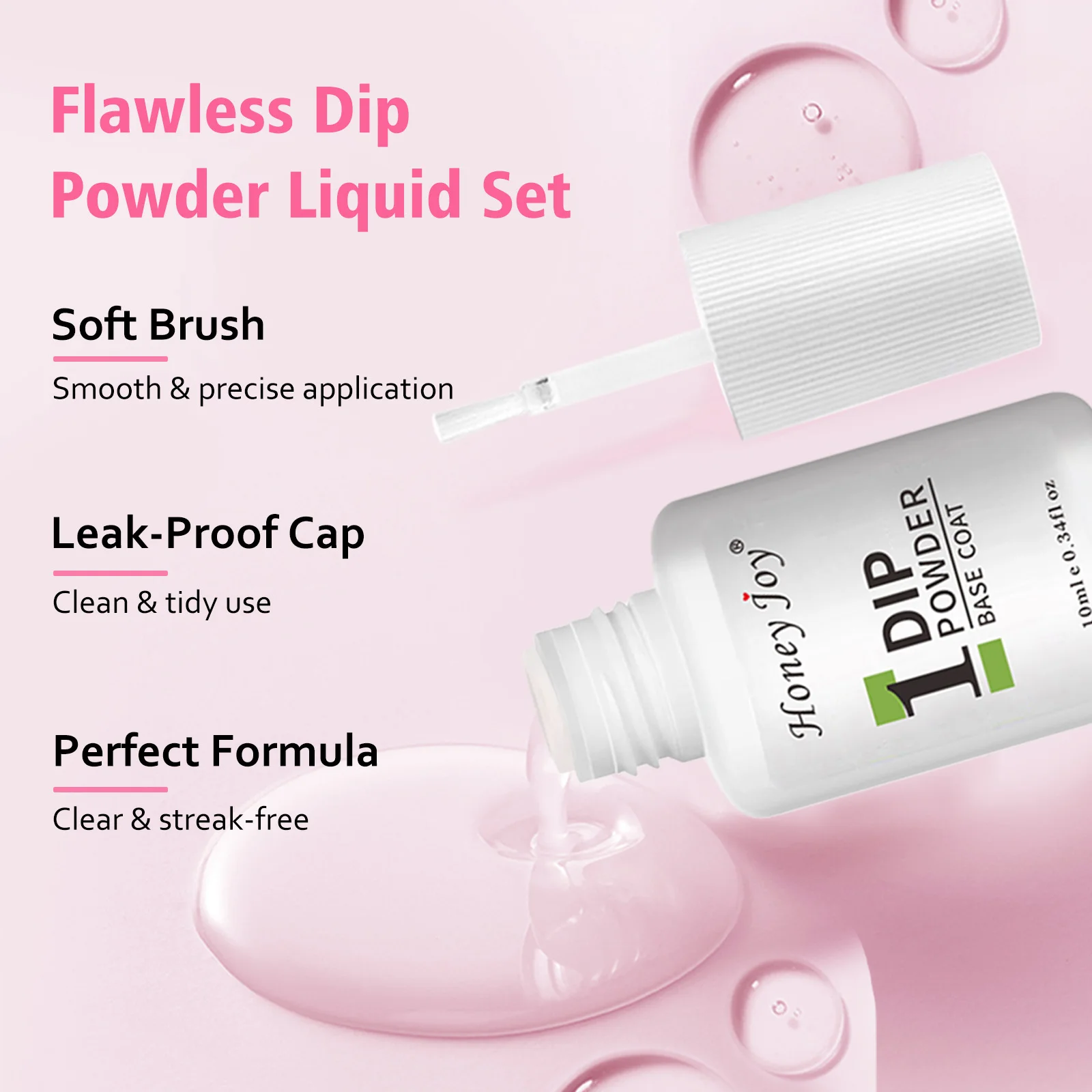 허니 조이 10ml 딥핑 파우더 리퀴드 세트 4개입 딥 파우더 시스템 베이스 탑 코트 액티베이터 브러쉬세이버 네일 아트 자연 건조 무램프