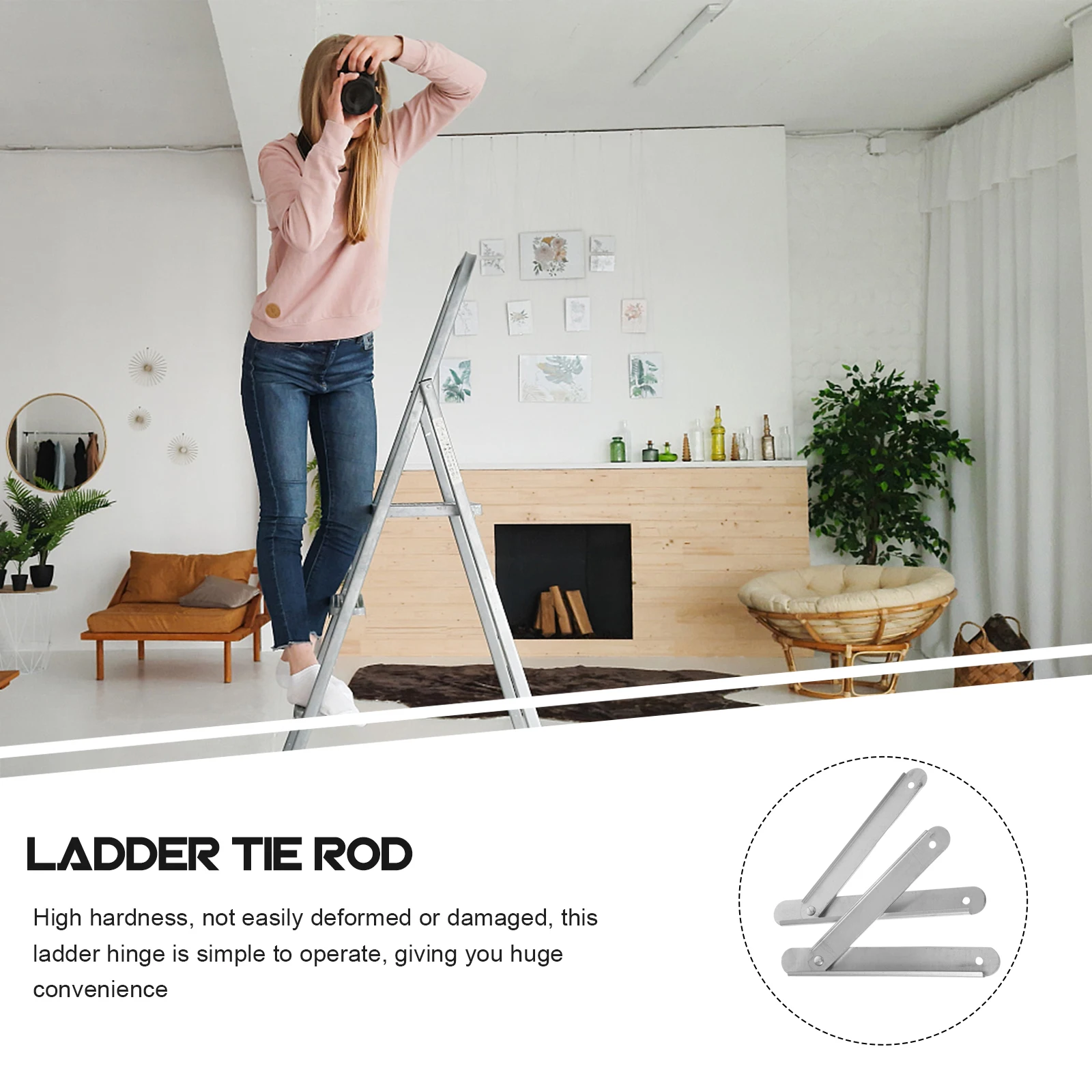 

2Pcs Heavy Duty Ladder Tie Rods Reinforced Aluminum Alloy Hinges Replacement for Step Folding Attic Ladder Accessories Strong