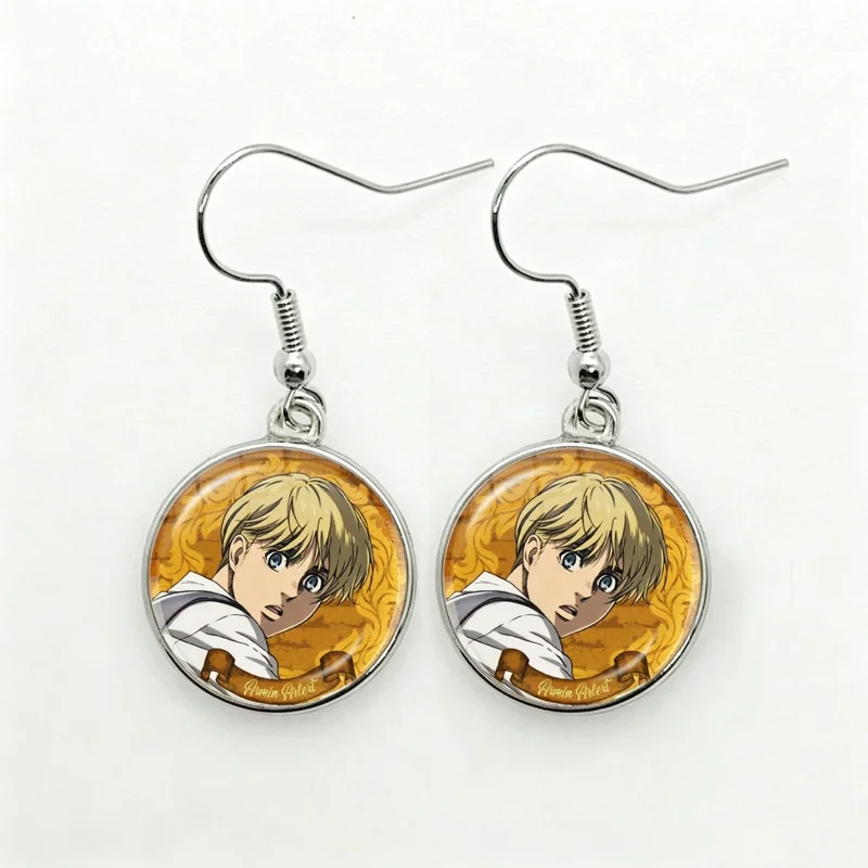 Glass Attack on Titan Women Dangle Earrings Fashion Drop Earrings Eren Levi Armin Arlert Erwin Glass Dome Lady Earrings Jewelry