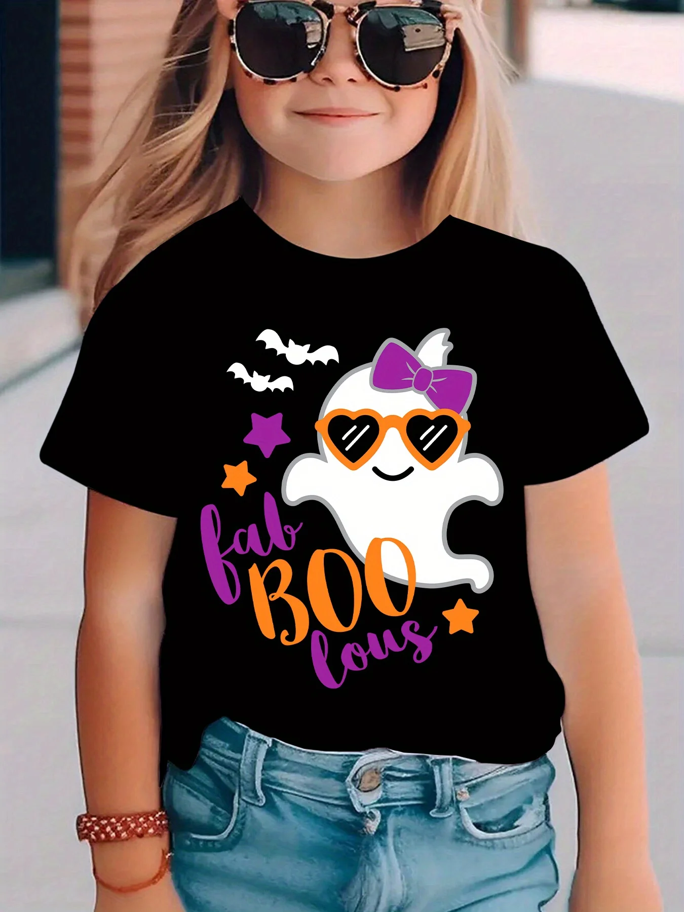 Children's Clothing Cartoon Cute Halloween Short Sleeve T-Shirt Casual Comfortable Tee Halloween Gift for Girls Clothes 2-14Y