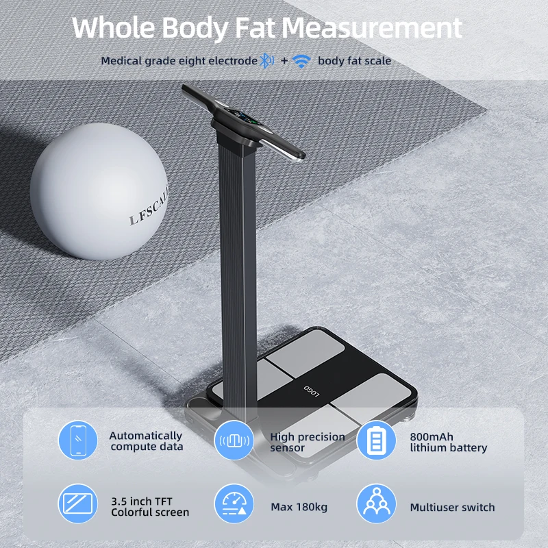 New 180KG Personal Smart Weight Scale WIFI Body Composition Analyzer LED Display IOS Android App Compatibility OEM Supported
