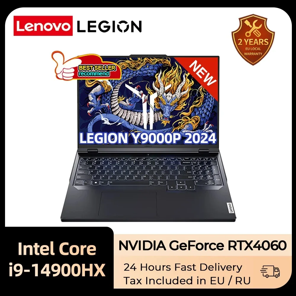 แล็ปท็อปสำหรับเล่นเกม E-Sports 2024 Y9000P Lenovo 14th i9-14900HX RTX4060 2.5K 240Hz 16นิ้วโน้ตบุ๊คพีซี