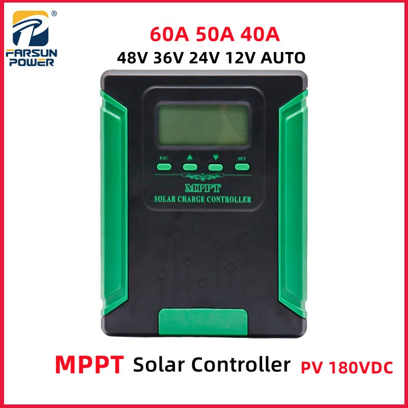 

MPPT Solar Charge Controller 40A 50A 60A 180VDC PV Panel Regulator Charger For 12V 24V 36V 48V Lead Acid Lithium Battery