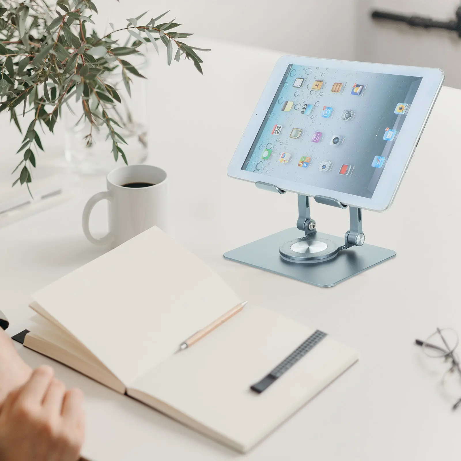 

Foldable Phone Stand Metal Rubber Tablet Holder Adjustable Angle Portable Desktop Phone Mount for Office Travel Home Use