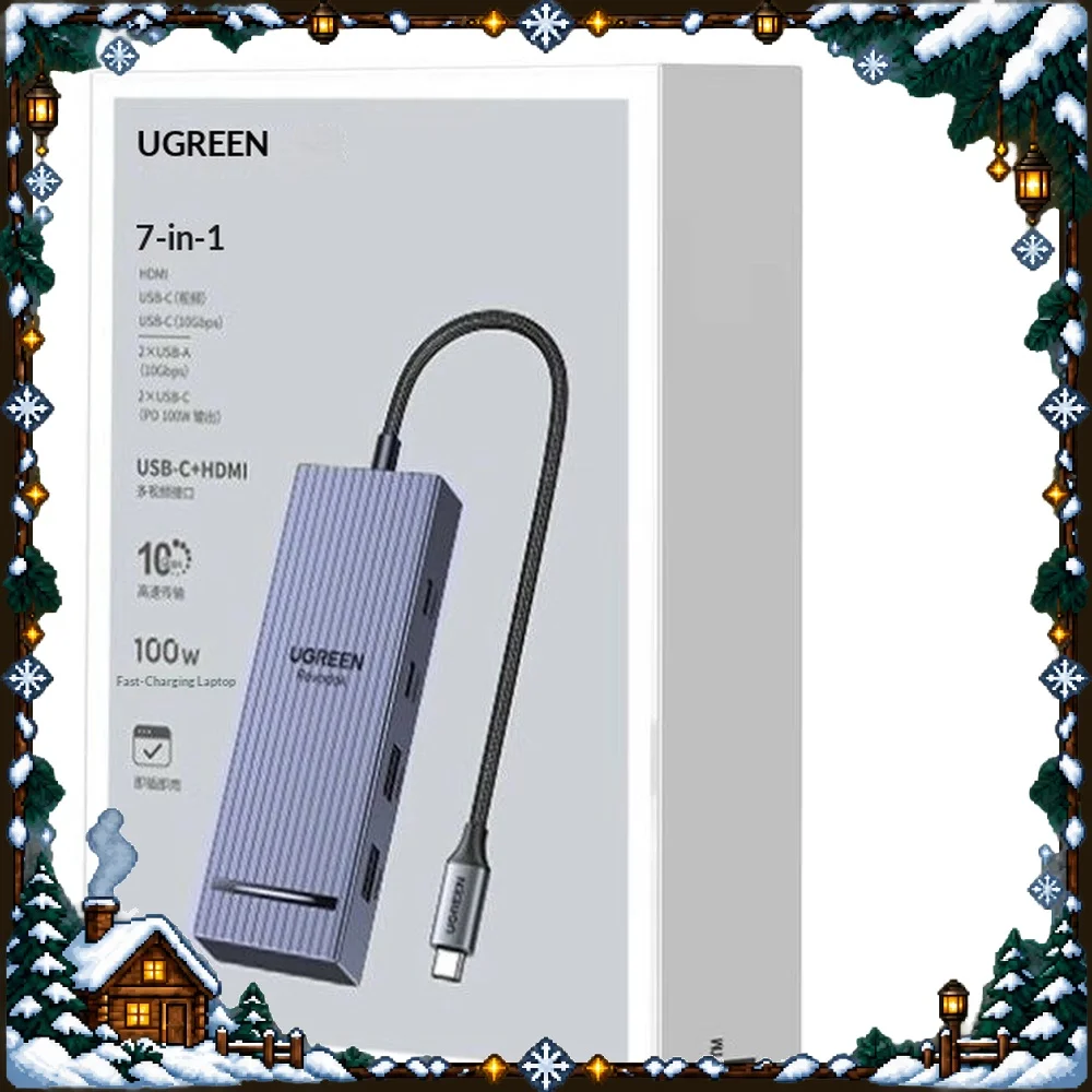 UGREEN CM880 7 in 1 USB C Hub Triple Display HDMI Type C 4K Dock Station for Windows Laptop PC
