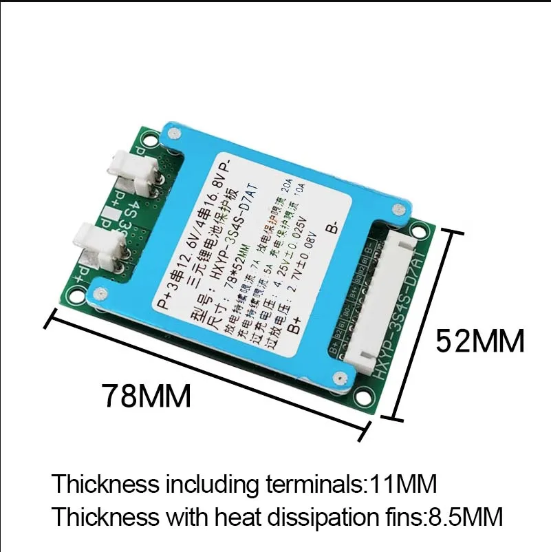 Heltec Lithium Battery Starter com controle de temperatura, placa de proteção, 3.7V, 18650, 3S, 4S, 7A, 12V, 16V