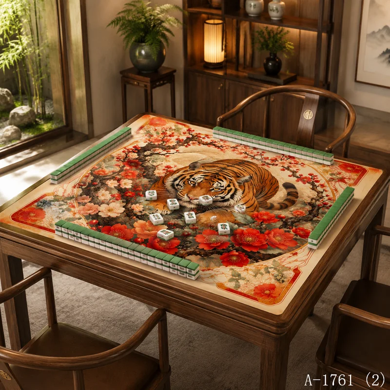 VIKAMA Elegant Crane Pattern Mahjong Pad Soft Diatomite Material, Perfect for Traditional Game Tables & Tea Rooms