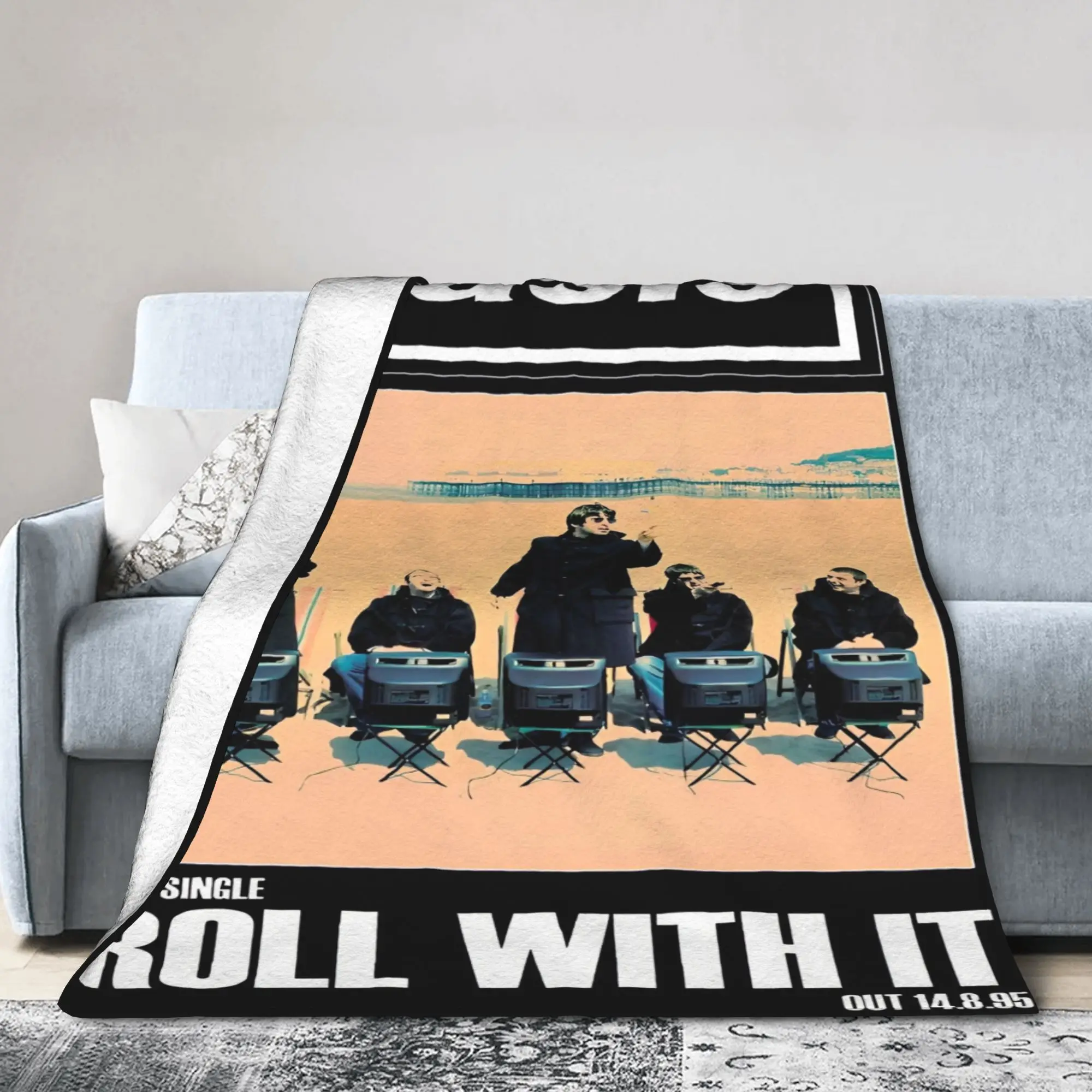 O-Oasis Rock Band Blankets Fuzzy Funny Warm Throw Blanket for Home Spring/Autumn