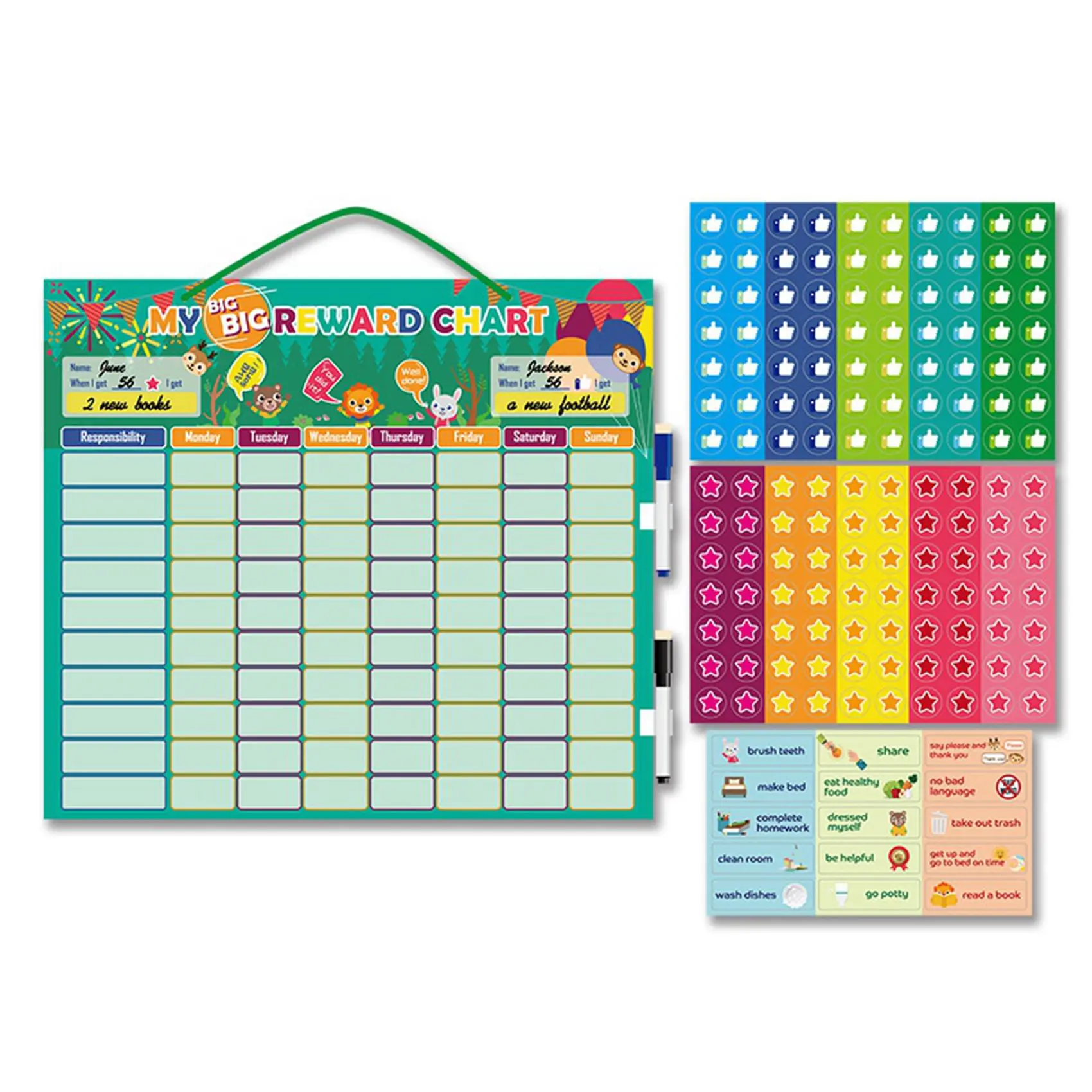 ODIES-Kids Magnetic First Calendar เวลา เดือน วันที่ วัน ฤดูกาล สภาพอากาศ การเรียนรู้แผนภูมิ Board & Self-Disciplined Reward Chart