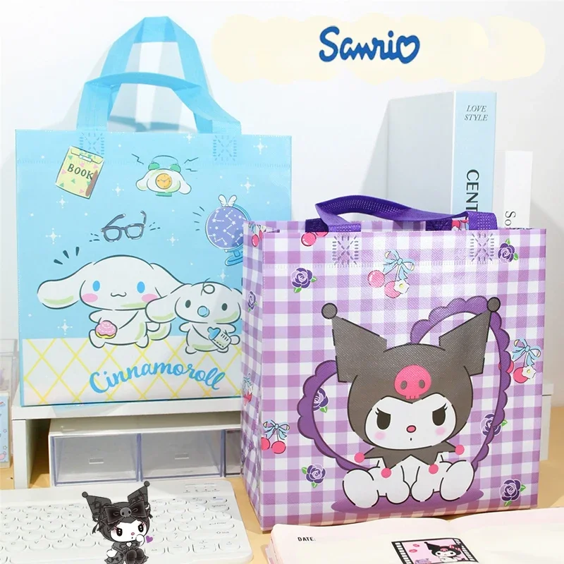 Sanrio Hello Kitty Kuromi Durable Tote Bags Student Cartoon Creative Non Woven Cloth Bag Prints for Gifts & Shopping