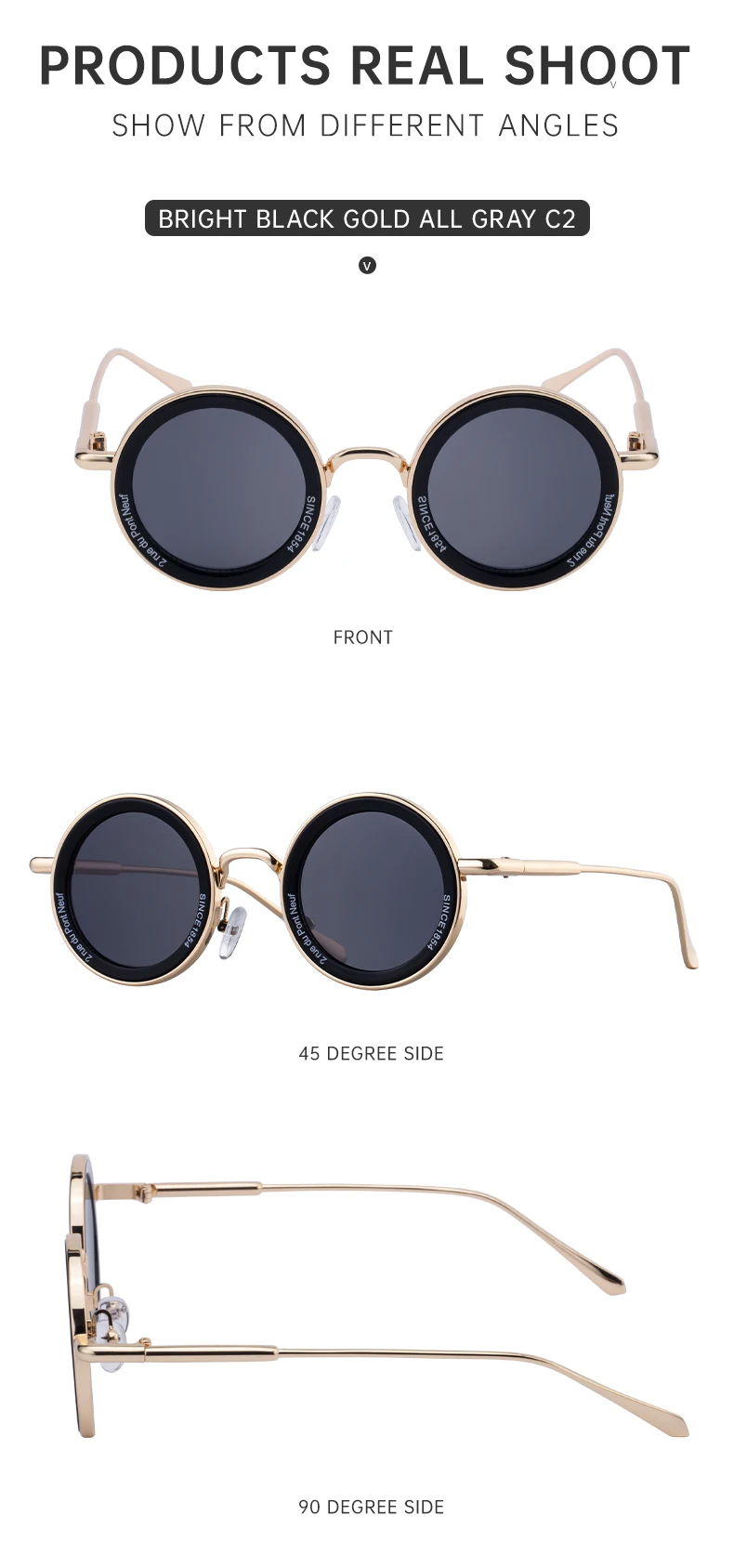 Kleine Rahmen Runde Steampunk Sonnenbrille Männer 2026 Luxus Marke Retro Punk Sonnenbrille Für Männliche Klassische Fahren Brillen UV400 – Detail 17
