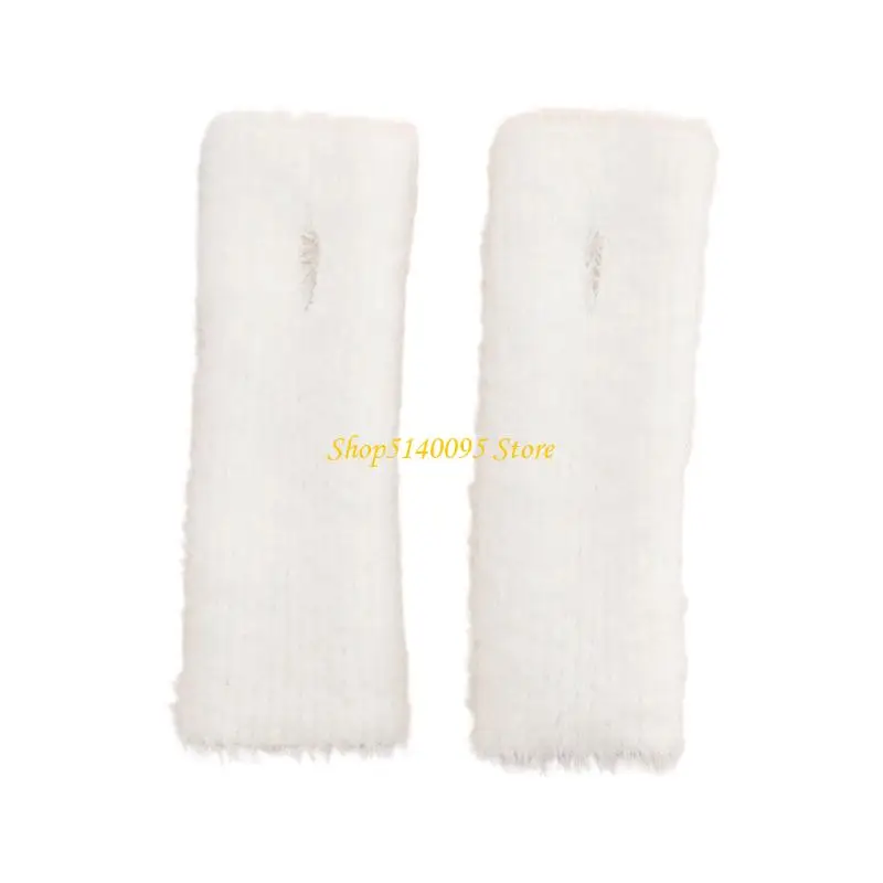 DXAE Plush Fingerless Gloves with Open Fingertips and Stretchy Polyester Construction for Cold-Weather Phone and Tablet Use