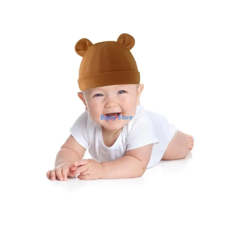 

63HE Baby Infant 2-Layer Cotton Hat & Socks Scratch Proof Mittens Gloves Set