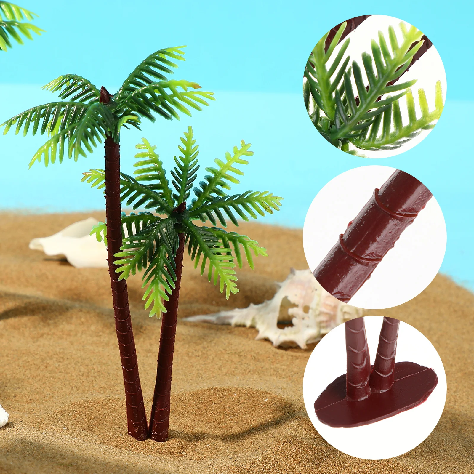 5 pezzi realistici decorazioni per albero di cocco piante di palma in plastica realistiche acquario decorazioni per acquari micro accessori paesaggistici
