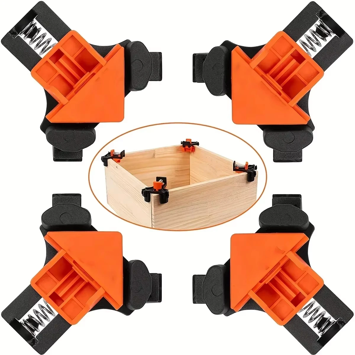 4Pcs Right Angle Corner Clamp Woodworking, Adjustable Swing Clip Fixer for Welding Drilling Cabinets Assembly view 6