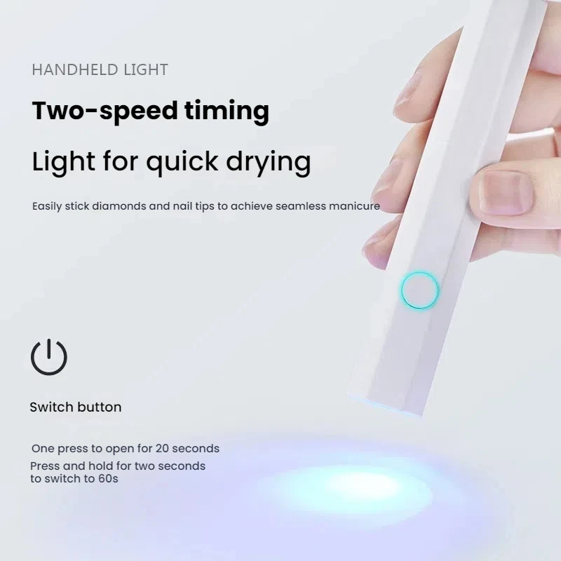 

Portable Rechargeable Mini UV Nail Lamp Handheld LED Curing Light for Quick Dry Slim Waist Design UV Light Manicure for Home Use