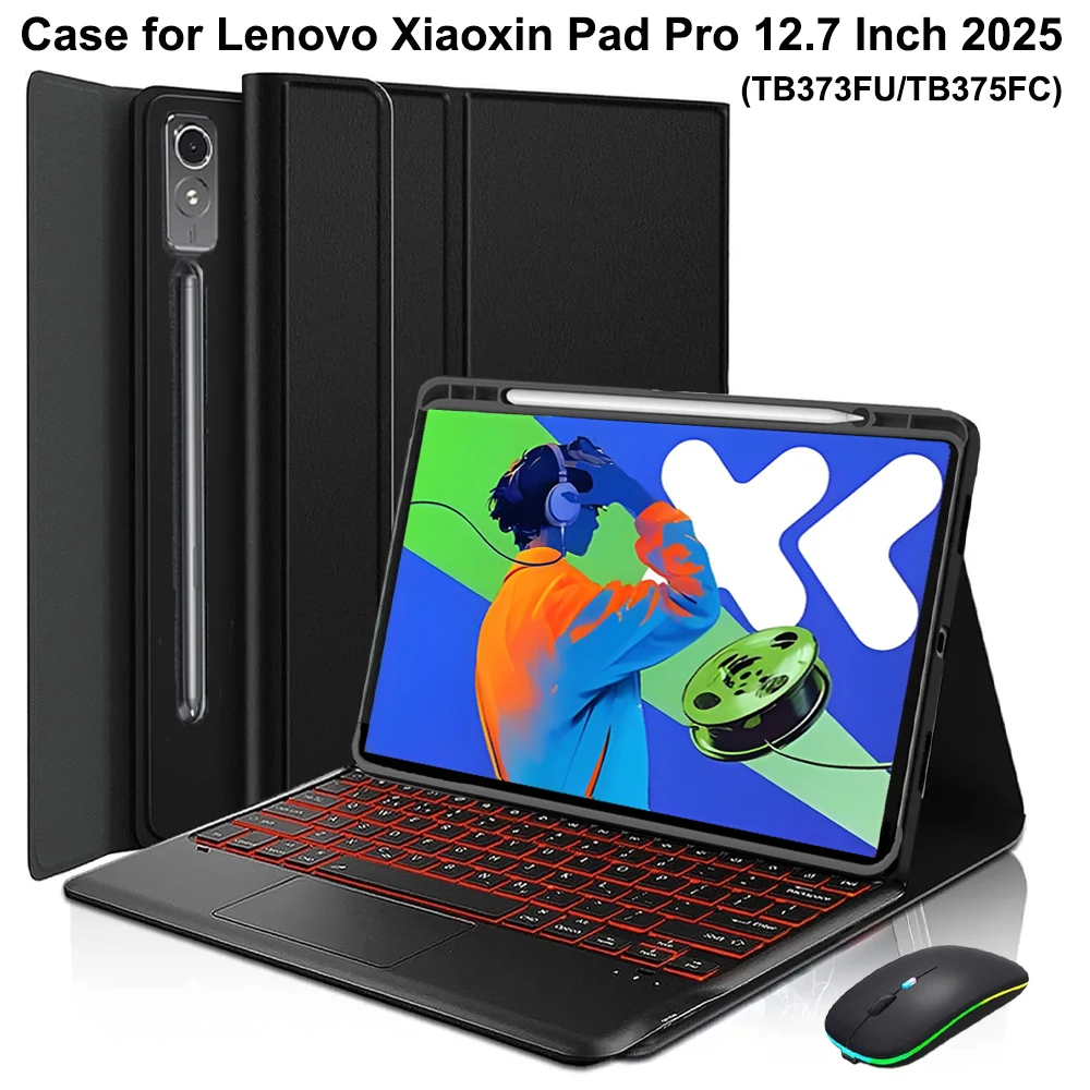 

Чехол для Lenovo Xiaoxin Pad Pro 12.7 дюймов 2025 года, магнитная Bluetooth-клавиатура-обложка для Lenovo Idea Tab Pro 12.7 (TB373FU/TB375FC)