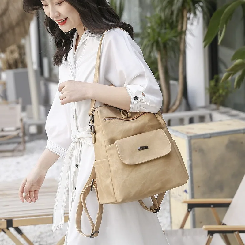 

Ретро-рюкзак C25 из ПУ с большой вместимостью для женщин, повседневный, уличный, водонепроницаемый, на молнии, с двумя лямками и нагрудной сумкой