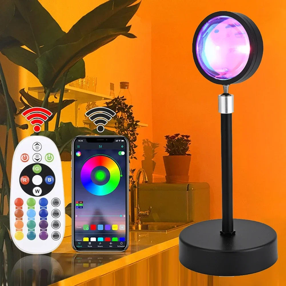 Sunset Light Projection Led Lights with Remote 16 Colors Night Light 360° Rotation Rainbow Lights 4 Modes Setting for Photograph