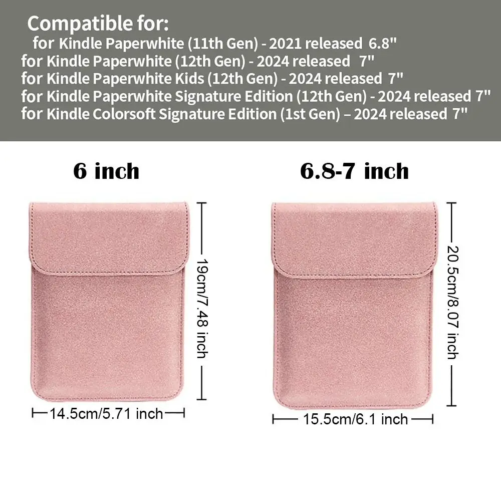 6.8 7 inch e-Reader Sleeve PU-leer Ultraslanke opbergtas voor Kindle Paperwhite 2024/Colorsoft Signature Edition