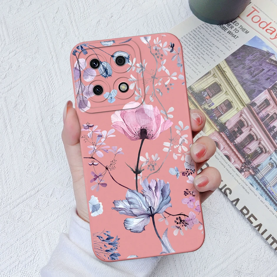 귀여운 공룡 레오파드 무늬 액체 실리콘 보호 커버, Honor X8A X8B 케이스, 6.7 인치 Fundas