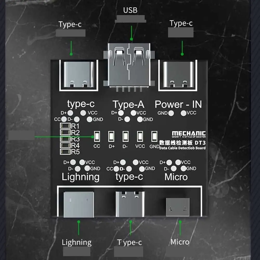 DT3 Data Board USB Cable Tester for IOS Android Type-C Short Circuit On-Off Switching Board Repair