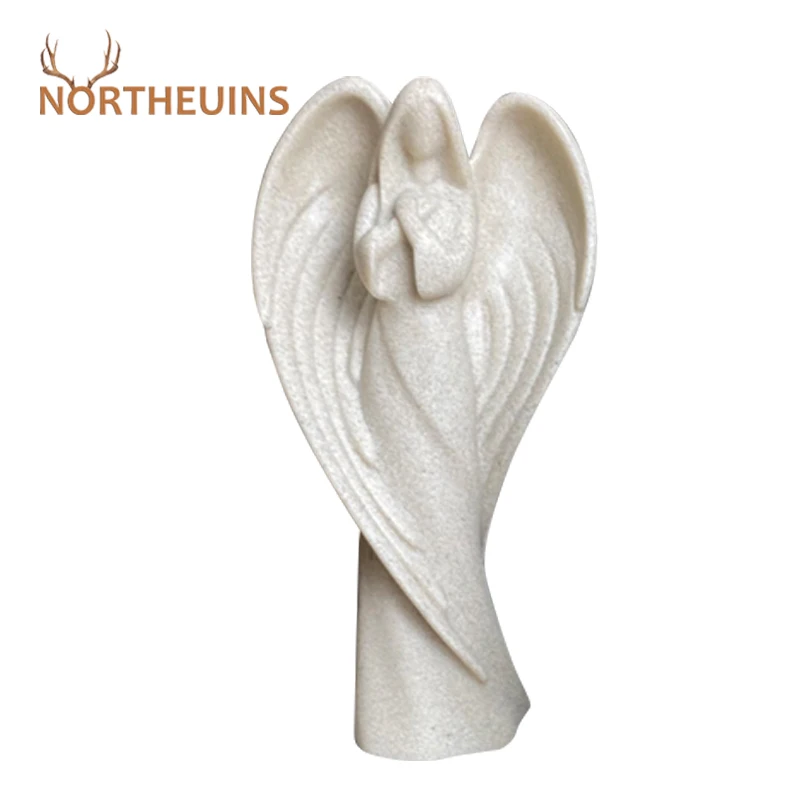 NORTHUEINS Resin Prayer Angel Statue Sandstone Wing Girl Figurines for Interior Home Living Room Tabletop Decoration Accessories