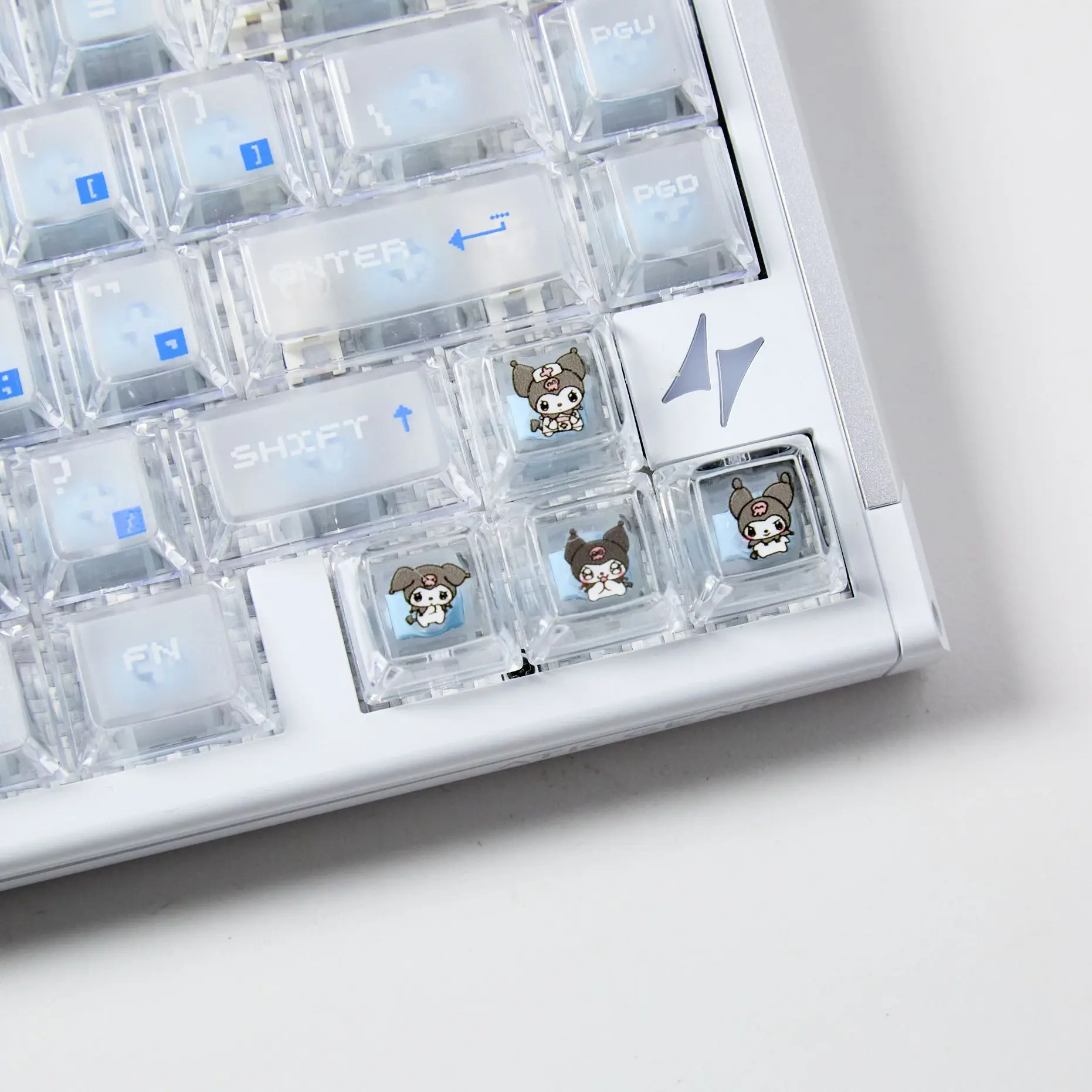 4 teclas kuromi transparente keycap personalizado dos desenhos animados diy kawaii keycaps para cereja mx switch teclado mecânico