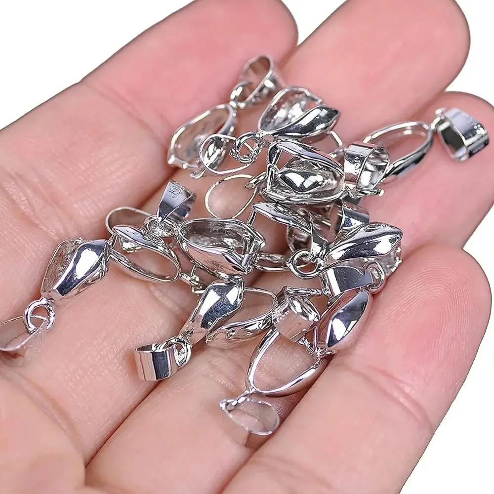 10cpcs Stainless Steel Pendant Pinch Bail DIY Necklace Jewelry Make Gold Silver Metal Clip Buckle Charm Bead Pendant Connector