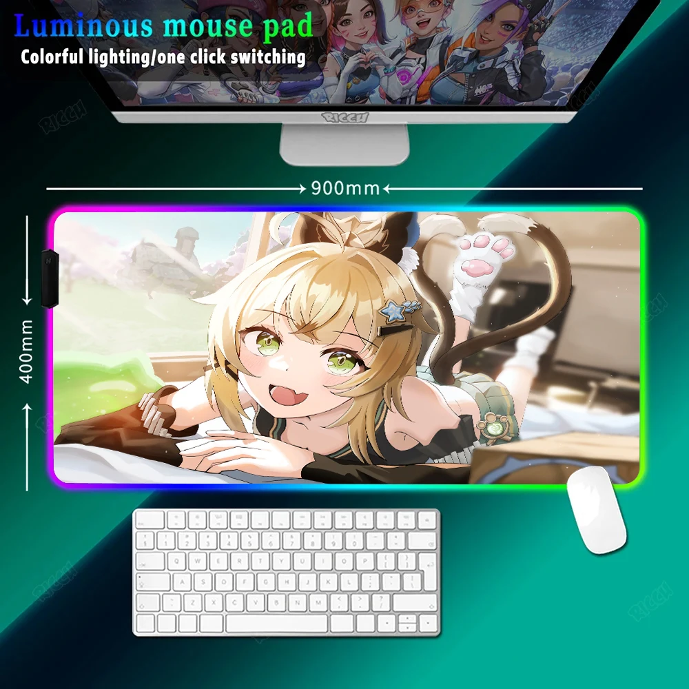 

Many people like it Genshin Impact Kirara PC HD printing Mouse Pad RGB Keyboard LED Light Desk Pad For Computer Laptop Mouse Pad