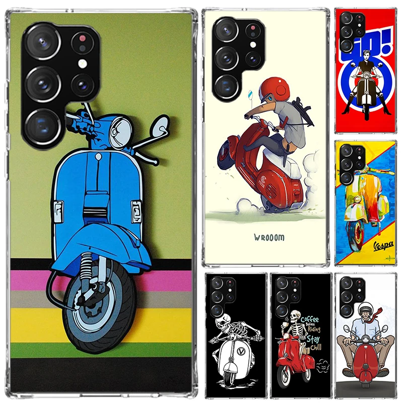 Vespa Scooter Motorcycle Phone Case for Samsung Galaxy Note 20 Ultra 10 Plus 9 8 M12 M21 M30S M51 M52 J4 J6 + J8 Funda Print She