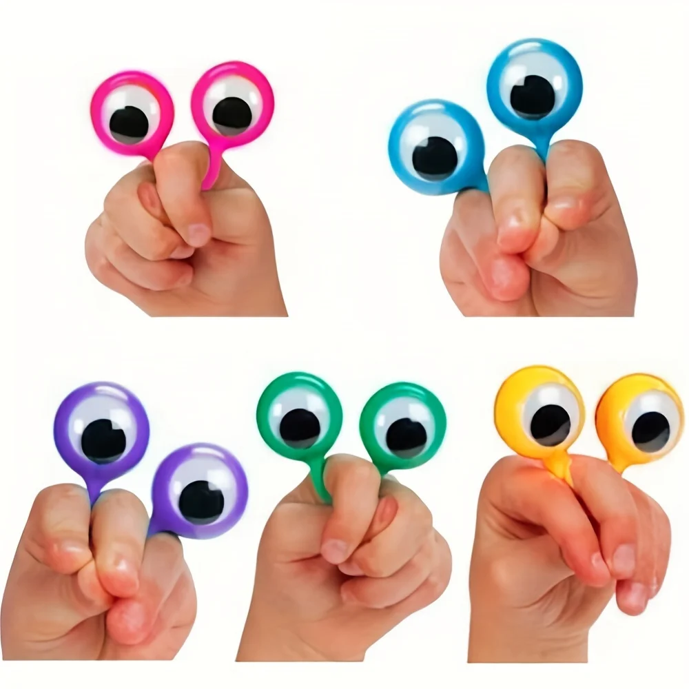 10Pcs Funny Eyeball Finger Doll Ring - Kids Adult Stress Relief Party Favors, Birthday Gifts, Christmas Gifts and Novelty Toys