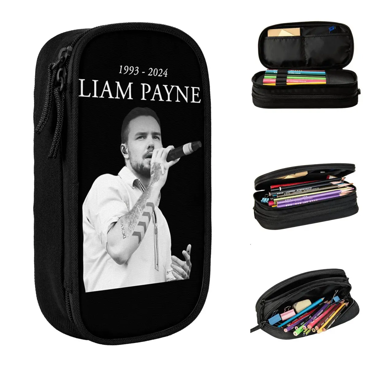 1993-2024 Liam Payne Memories RIP Pencil Case Creative Pen Box Bag Girl Boy Big Capacity School Supplies Zipper Pencilcases