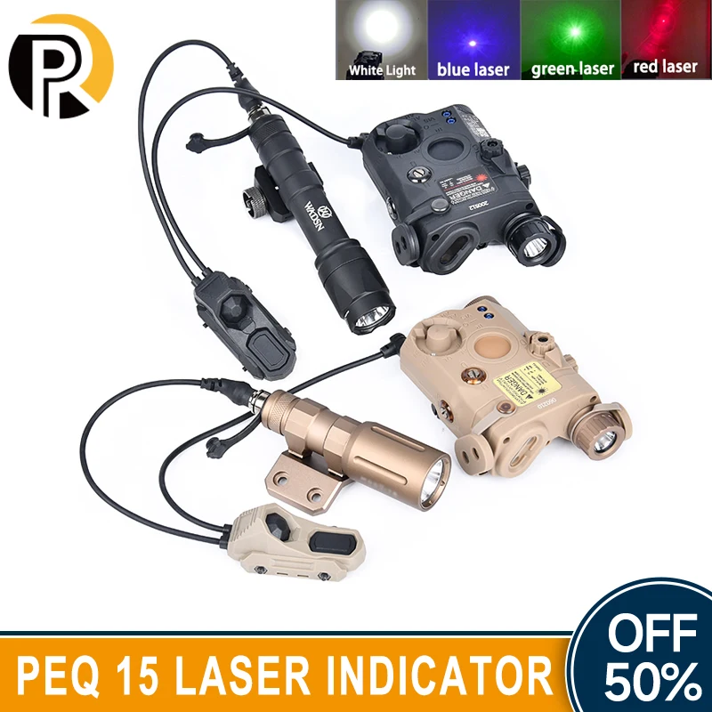 

Tactical PEQ-15 Red Green Blue Dot Strobe NO IR Laser Sight SF M600C M300C Flashlight White LED Flashlight Hunting Weapon Light