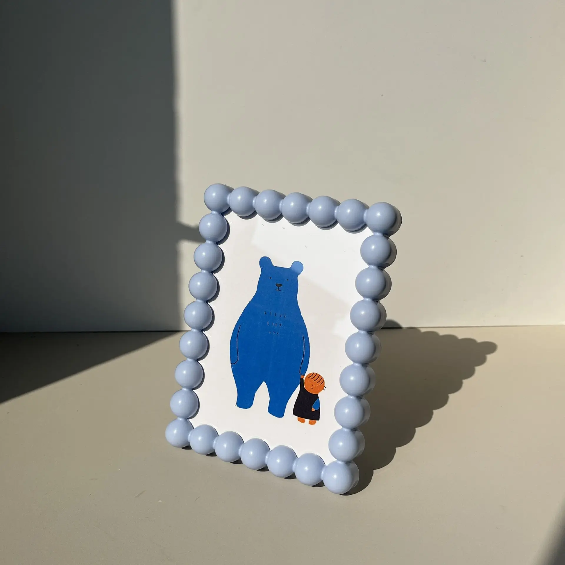 Macaron beaded plastic edge photo frame, modern minimalist INS-style home decor photo display stand