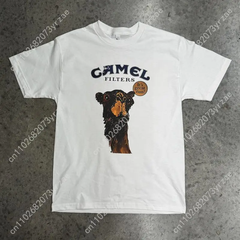 

Ретро футболка с верблюжьими фильтрами для мужчин и женщин, винтажная футболка высокого качества, хлопковая модная футболка с короткими рукавами, мягкие дышащие топы