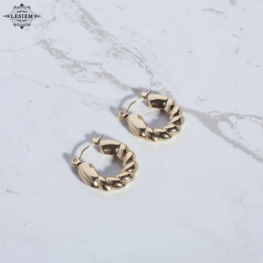 LESIEM Newest Arrival Gold Plated Gentlewoman clip earrings Twists earrings women earing Charming Jewelry Accessories