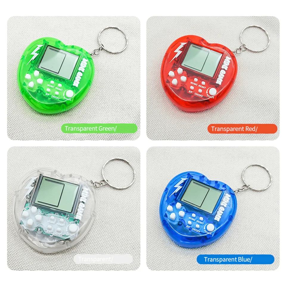 one piece Heart handheld game console Mini Building Blocks Game, Keychain Nostalgic Creative Puzzle, Old-Fashioned Toy Pendant