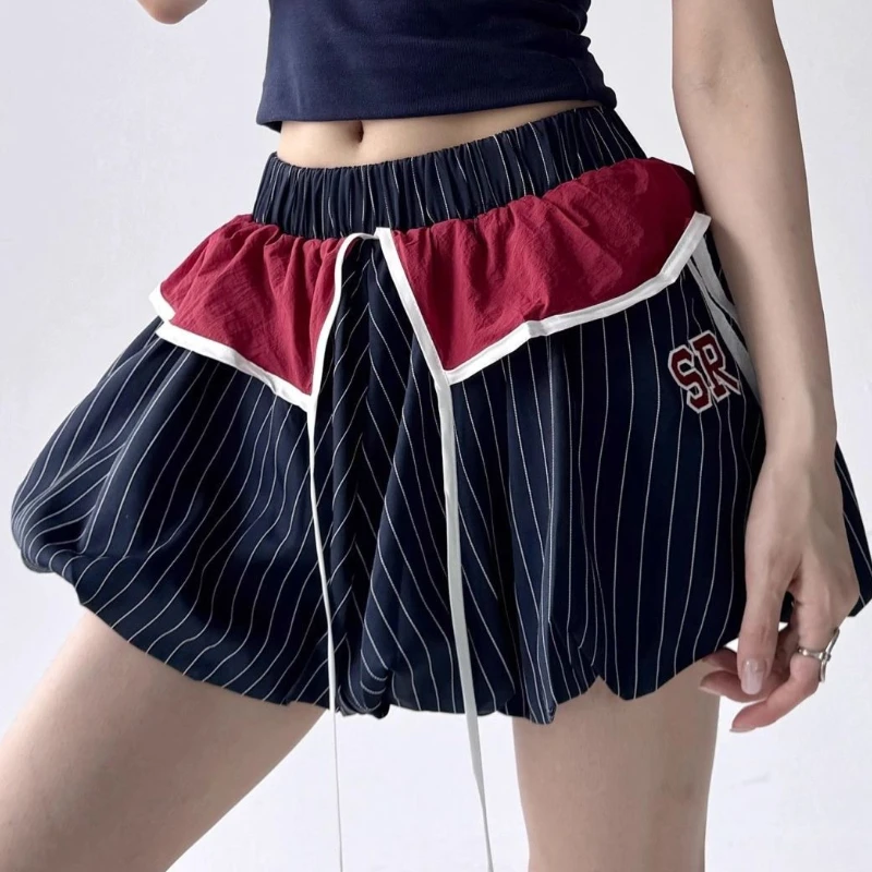 

Summer 2025 Spicy Girl Skirt Academy Style Embroidered Striped Mini Bud Skirt Mini Lace Slim Fit Elastic Belt