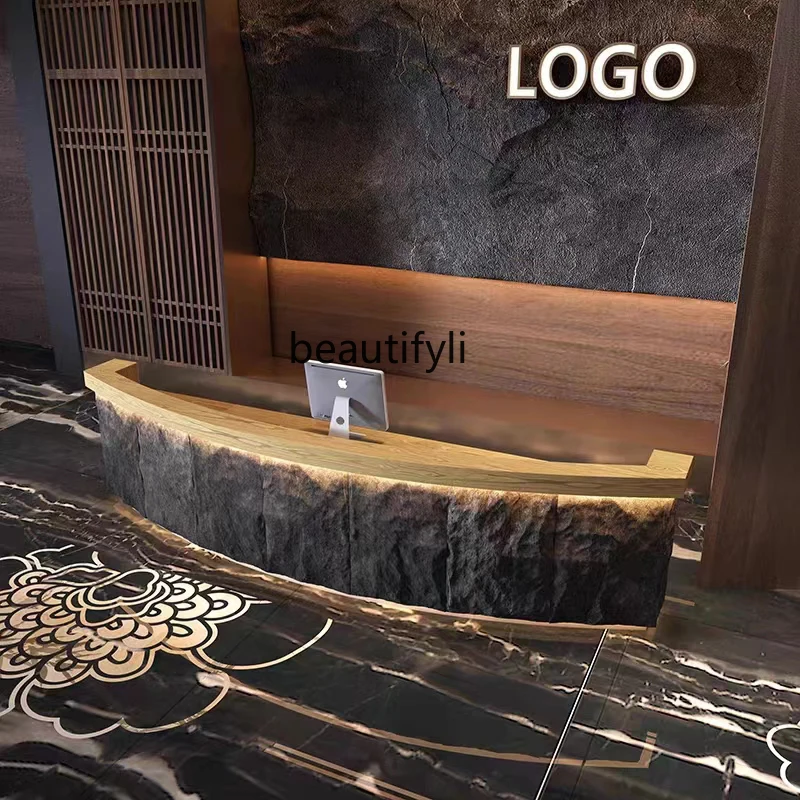 New Chinese Hotel Cashier Desk Arc Bar Foot Massage Store Reception Desk