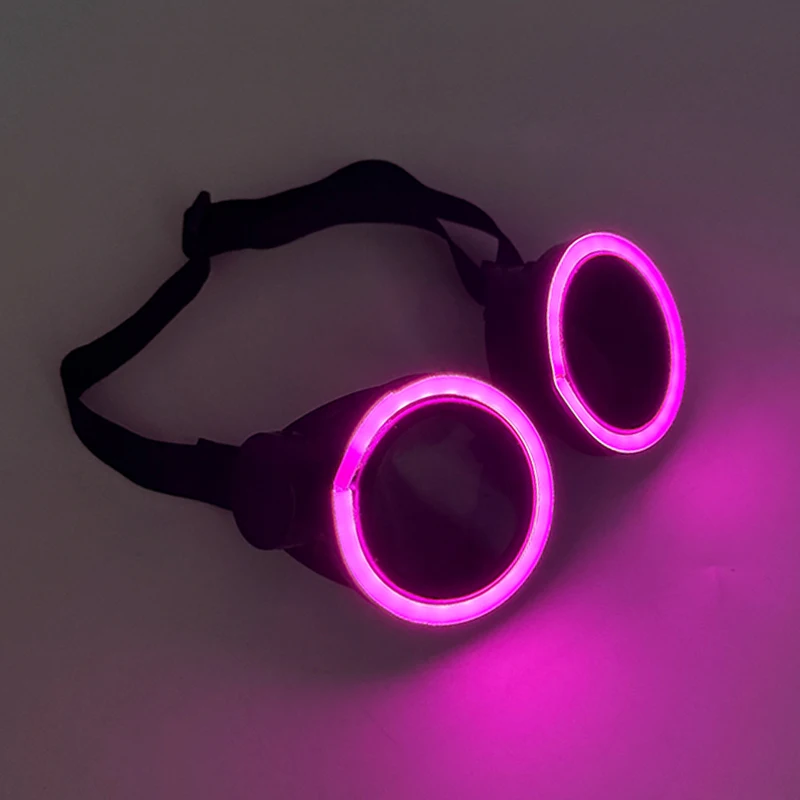 2026 Runde LED-Brille Disco Fluoreszierende Party-Punk-Leuchtbrille für Männer und Frauen Bar Nachtclub Neon-Brille Musik-Konzert-Zubehör – Detail 1