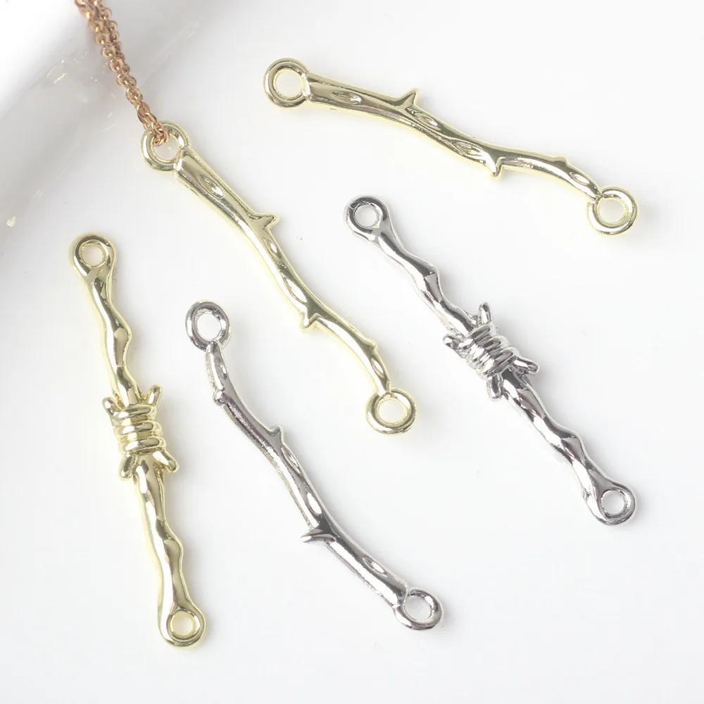 10pcs Double Hole Tree Branch Shape Pendant Charms For Jewelry Making Connector Handmade DIY Bracelet Necklace Accessories